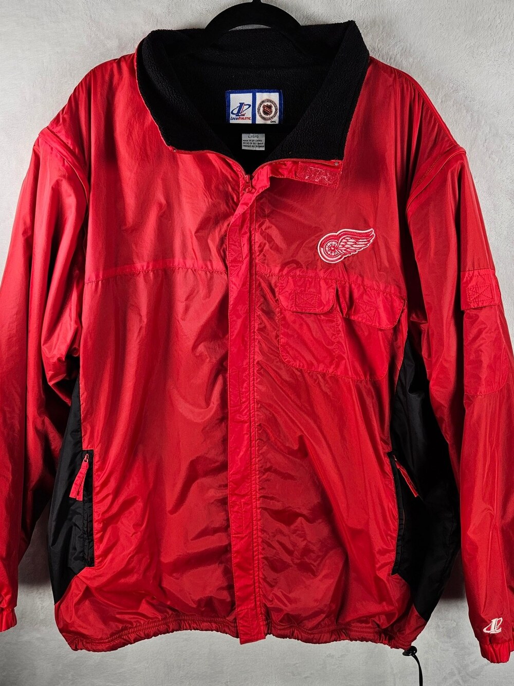Vintage 90s Logo Athletic Detroit Red Wings Jacket Red Black Men's Size Large